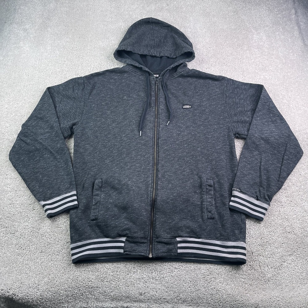 Vans Hoodie Mens Large Gray Full Zip Fleece Skateboarding Streetwear Skater